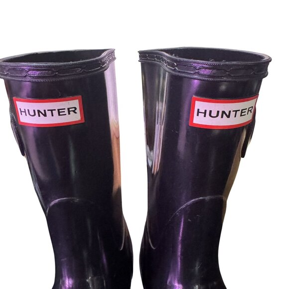 Hunter Original Short Gloss Women's Rubber Short Boots Black Size 6 - Picture 3 of 9